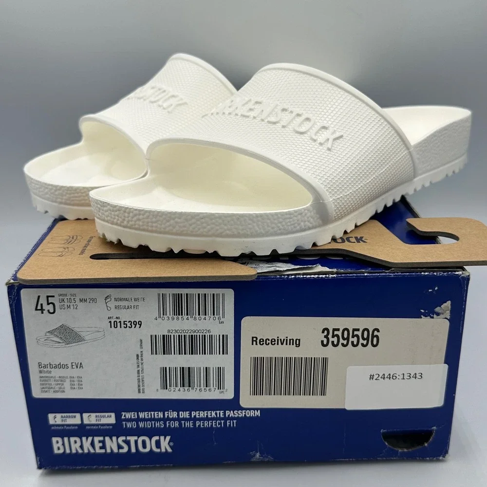 Birkenstock Barbados EVA‎ Slides Mens 12 White Beach Waterproof Sandals NEW READ